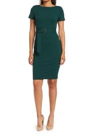 Calvin Klein Belted Short Sleeve Sheath Midi Dress at Nordstrom Rack