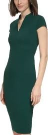 Calvin Klein Cap Sleeve V-Neck Scuba Crepe Sheath at Amazon