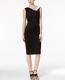 Calvin Klein Contrast-Collar Sheath Dress  Reviews - Dresses - Women - Macys at Macys