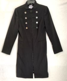 Calvin Klein Duster Womens Sz 6 Black Long Jacket Stretch Decorative Buttons eBay at eBay