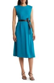 Calvin Klein Faux Leather Tie Midi Dress at Nordstrom Rack