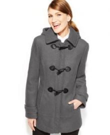 Calvin Klein Faux-Leather-Trim Toggle Wool-Blend Coat x at Macys