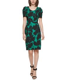 Calvin Klein Floral Pleated-Sleeve Sheath Dress  Reviews - Dresses - Women - Macys at Macys