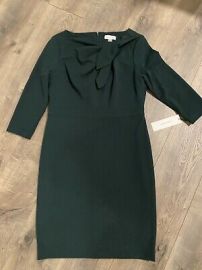 Calvin Klein Green Dress 34 Sleeve Back Zipper Size 12 Below Knee NWT eBay at eBay