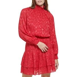 Calvin Klein Long Sleeve High Collar Dress com at Zappos