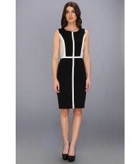 Calvin Klein Lux Colorblock Sheath BlackIvoryKhaki at 6pm