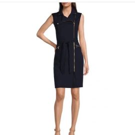 Calvin Klein Notch Collar Zip Front Dress at Macys