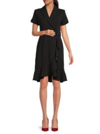 Calvin Klein Notch Lapel Knee Length Wrap Dress at Saks Off 5th