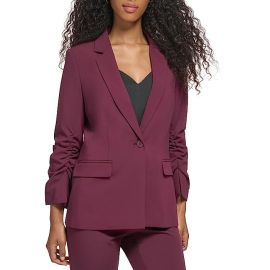 Calvin Klein One-Button Ruched Sleeve Jacket com at Zappos