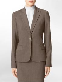 Calvin Klein One Button Suit Jacket in Heather Taupe at Dillards