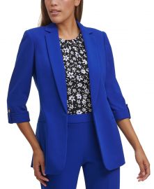 Calvin Klein Open-Front Roll-Tab Blazer  Reviews - Jackets  Blazers - Women - Macys at Macys