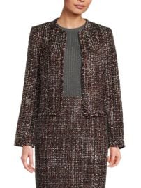 Calvin Klein Open Front Tweed Jacket in Black Multi at Saks Off 5th