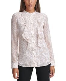 Calvin Klein Paisley-Print Ruffle Blouse  Reviews - Tops - Women - Macys at Macys