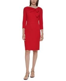 Calvin Klein Petite Bow-Neck 34-Sleeve Sheath Dress Reviews - Dresses - Petites - Macys at Macys