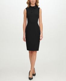 Calvin Klein Petite Bow-Neck Sheath Dress - Macys at Macys