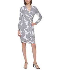 Calvin Klein Petite Floral-Print Side-Bar-Trim Bodycon Dress - Macys at Macys