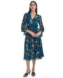 Calvin Klein Petite Printed Faux-Wrap A-Line Midi Dress - Macys at Macys