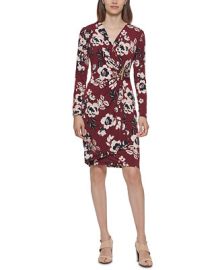 Calvin Klein Petite Printed Faux-Wrap Dress Reviews - Dresses - Petites - Macys at Macys