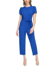 Calvin Klein Petite Puff-Sleeve Belted Jumpsuit - Macyx27s at Macys
