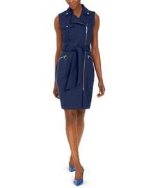 Calvin Klein Petite Sleeveless Moto Sheath Dress  Reviews - Dresses - Petites - Macys at Macys