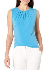 Calvin Klein Pleat-Neck Sleeveless Top - Macys at Macys