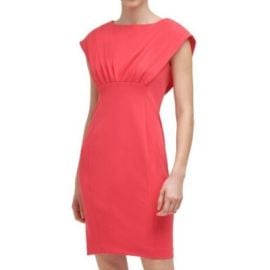 Calvin Klein Pleated Cap Sleeve Boat Neck Midi Sheath Dress Women Size 16 NWOT eBay at eBay