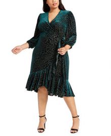 Calvin Klein Plus Size Burnout Velvet Wrap Dress   Reviews - Dresses - Plus Sizes - Macy s at Macys