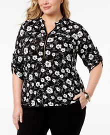 Calvin Klein Plus Size Zip-Front Shirt   Reviews - Tops - Plus Sizes - Macy s at Macys