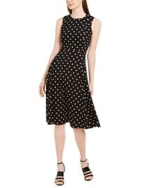 Calvin Klein Polka-Dot Fit  Flare Dress  Reviews - Dresses - Women - Macys at Macys