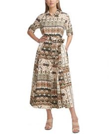 Calvin Klein Printed Belted Shirtdress     Reviews - Dresses - Women - Macy s at Macys