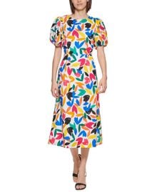 Calvin Klein Printed Puff-Sleeve Maxi Dress Reviews - Dresses - Women - Macys at Macys