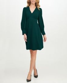 Calvin Klein Puff-Sleeve A-Line Dress  Reviews - Dresses - Women - Macys at Macys