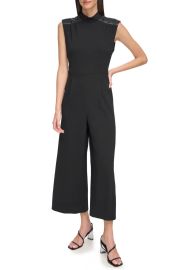 Calvin Klein Quilted Faux Leather and Scuba Crepe Cropped Jumpsuit at Nordstrom Rack