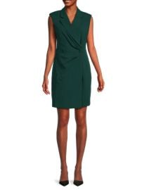 Calvin Klein Ruched Sleeveless Mini Blazer Dress in Malachite at Saks Off 5th