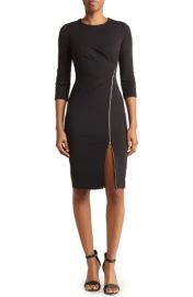 Calvin Klein Ruched Zipper Sheath Dress at Nordstrom Rack