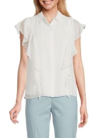 Calvin Klein Ruffle Button Down Shirt on SALE at Saks Off 5th