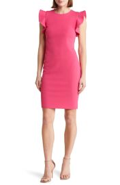 Calvin Klein Ruffle Shoulder Sheath Dress at Nordstrom Rack