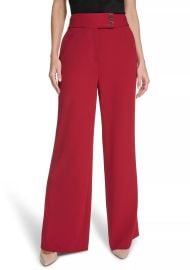 Calvin Klein Scuba Crepe Wide Leg Pants in Cranberry at Belk
