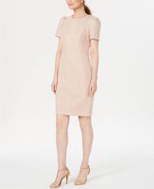 Calvin Klein Scuba-Suede Short Sleeve Sheath Dress Reviews - Dresses - Women - Macys at Macys