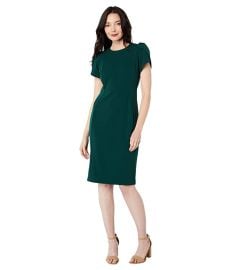 Calvin Klein Short Scuba Crepe Dress with Tulip Sleeve  com at Zappos