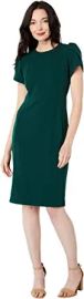 Calvin Klein Short Scuba Crepe Dress with Tulip Sleeve at  Womens Clothing store at Amazon