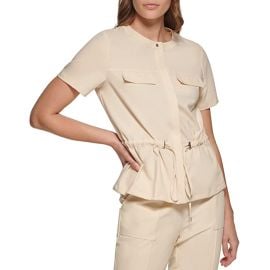 Calvin Klein Short Sleeve Drawstring Jacket com at Zappos