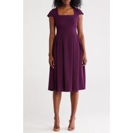 Calvin Klein Short Sleeve Midi Fit & Flare Dress in Malachite at Nordstrom Rack at Nordstrom Rack