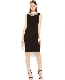 Calvin Klein Sleeveless Beaded Sheath Dress at Macys