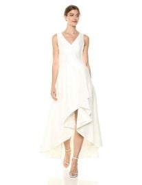 Calvin Klein Sleeveless V-Neck High Low Gown with Back Zipper at Amazon