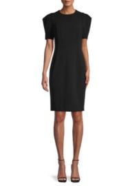 Calvin Klein Solid-Hued Puff-Sleeve Sheath Dress on SALE at Saks Off 5th