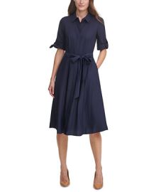 Calvin Klein Solid Midi Shirtdress  Reviews - Dresses - Women - Macys at Macys