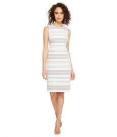 Calvin Klein Stripe Ponte Sheath Dress at Zappos