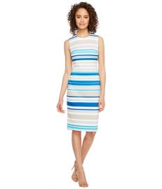 Calvin Klein Stripe Scuba Sheath Dress at Zappos