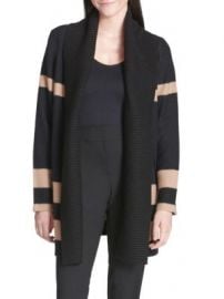 Calvin Klein Striped Long-Sleeve Wool Blend Cardigan at Saks Off 5th